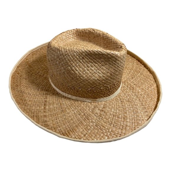 Olive & Pique Straw Rancher Hat Wide Brim Woven Natural Fiber Adjustable NWT - Picture 2 of 7